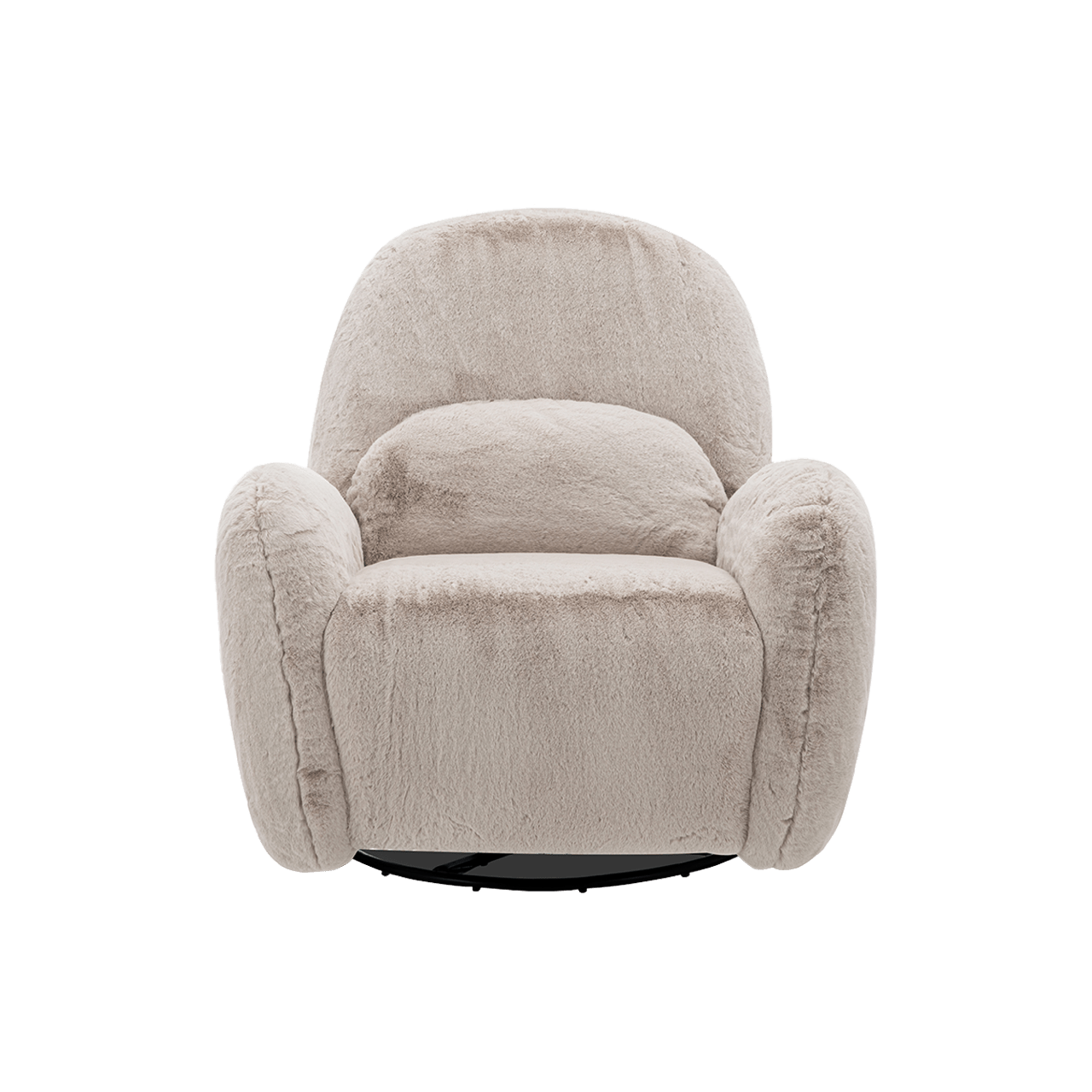 Fauteuil inclinable pivotant et électrique en fausse fourrure Cara - Vison ambré