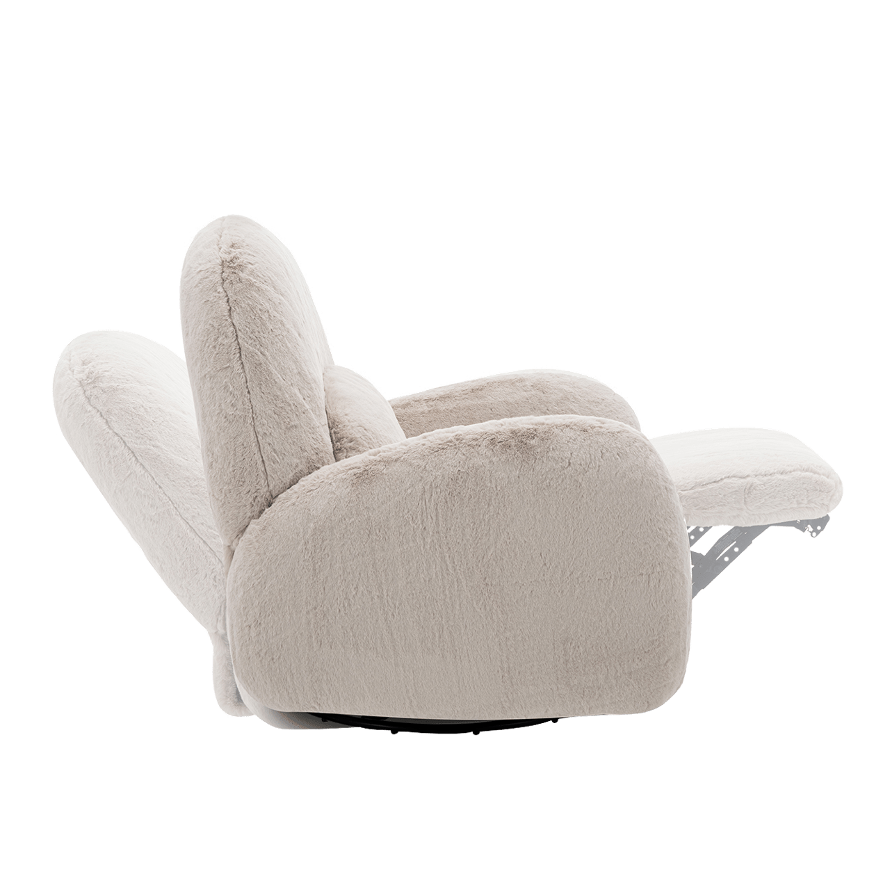 Fauteuil inclinable pivotant et électrique en fausse fourrure Cara - Vison ambré