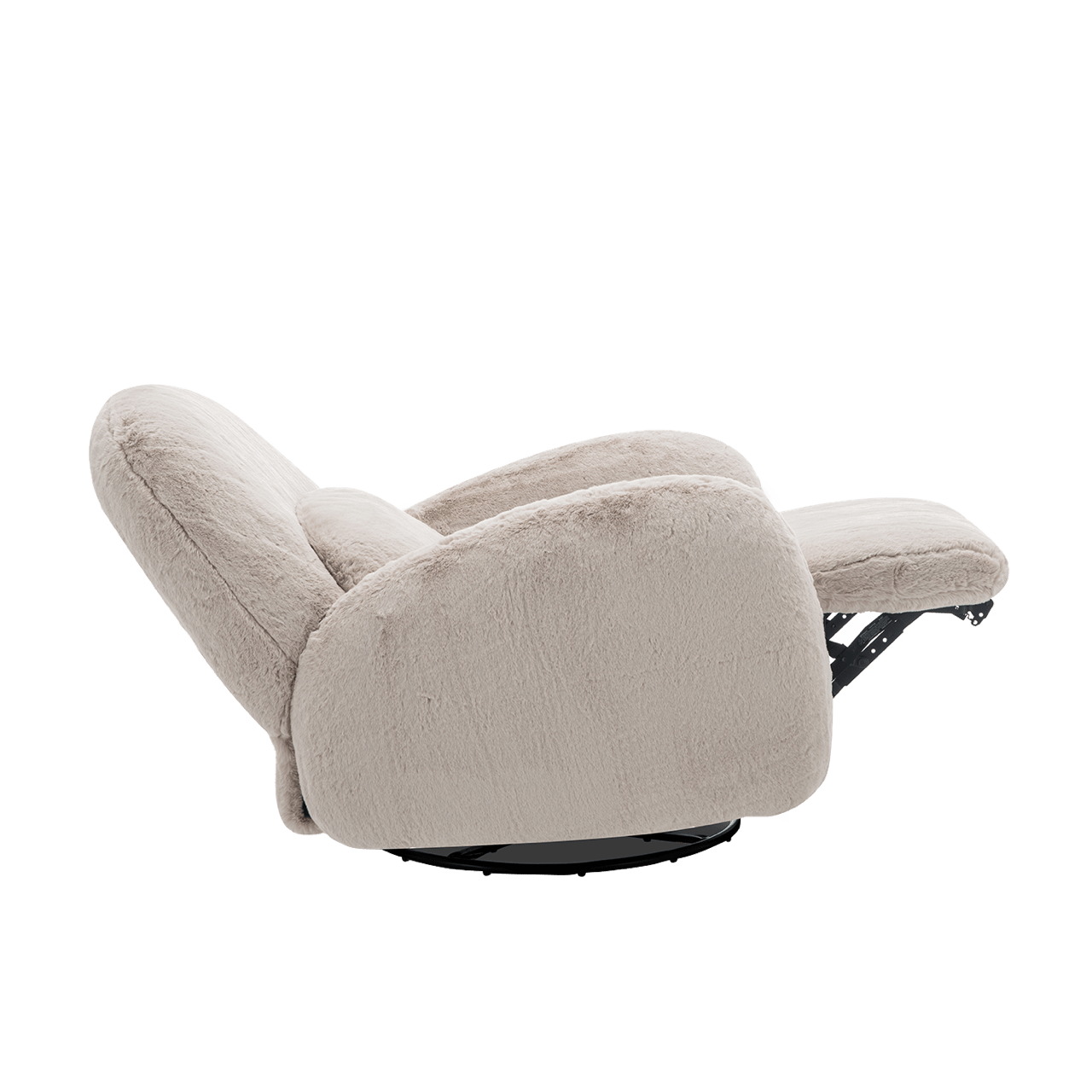 Fauteuil inclinable pivotant et électrique en fausse fourrure Cara - Vison ambré
