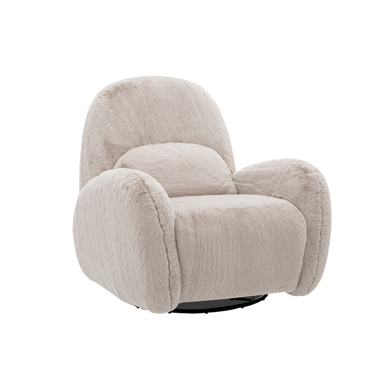 Fauteuil inclinable pivotant et électrique en fausse fourrure Cara - Vison ambré