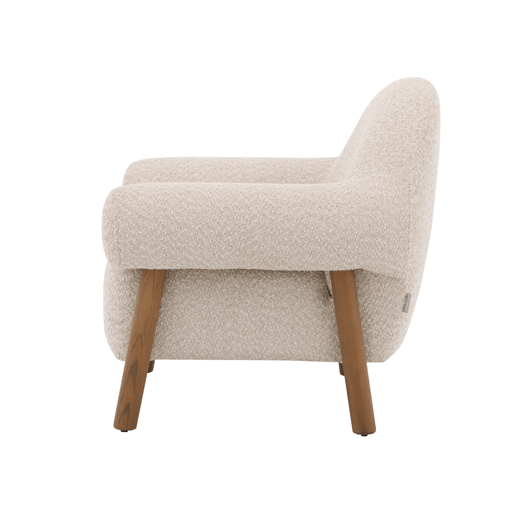 Fauteuil d'appoint Claudia en tissu bouclé doux et texturé - Fossil Stone