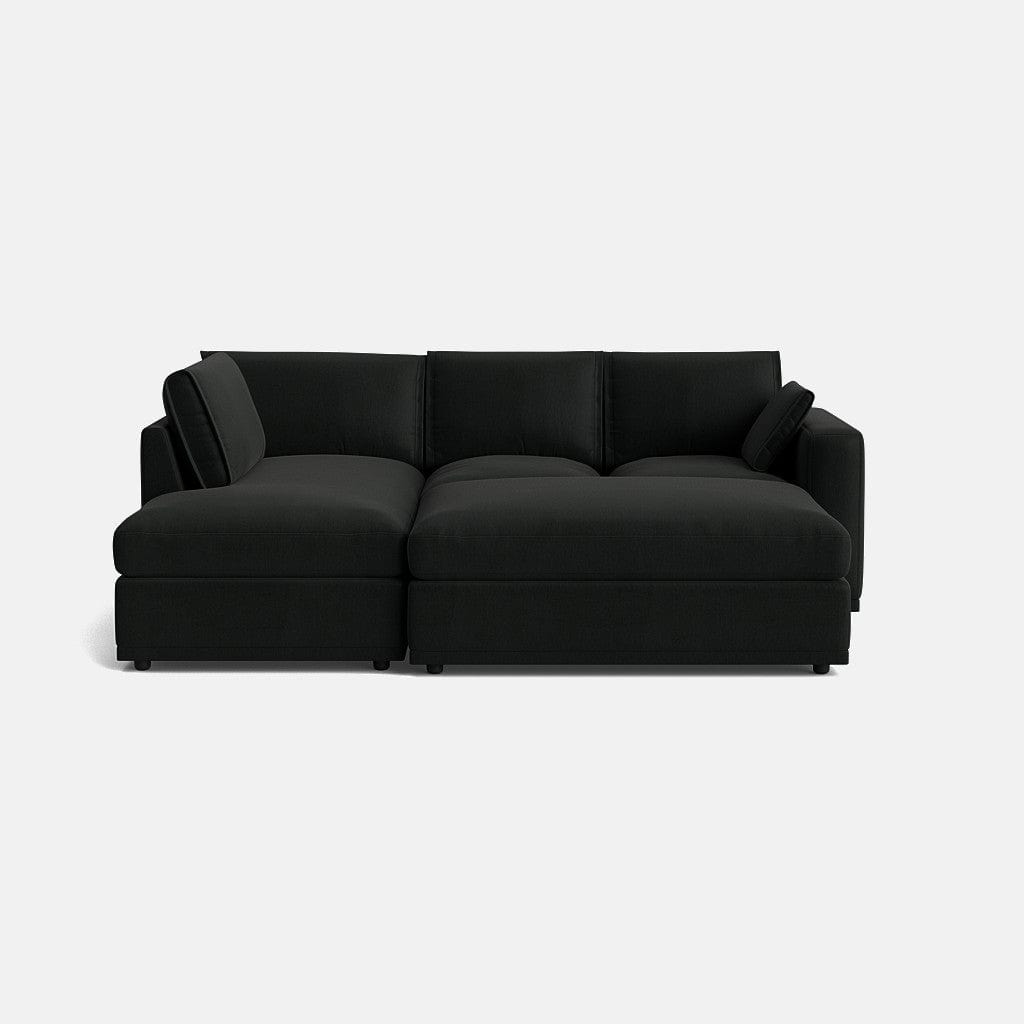 Ensemble canapé d'angle gauche et repose-pieds Edgware Luxe Chenille - Anthracite foncé