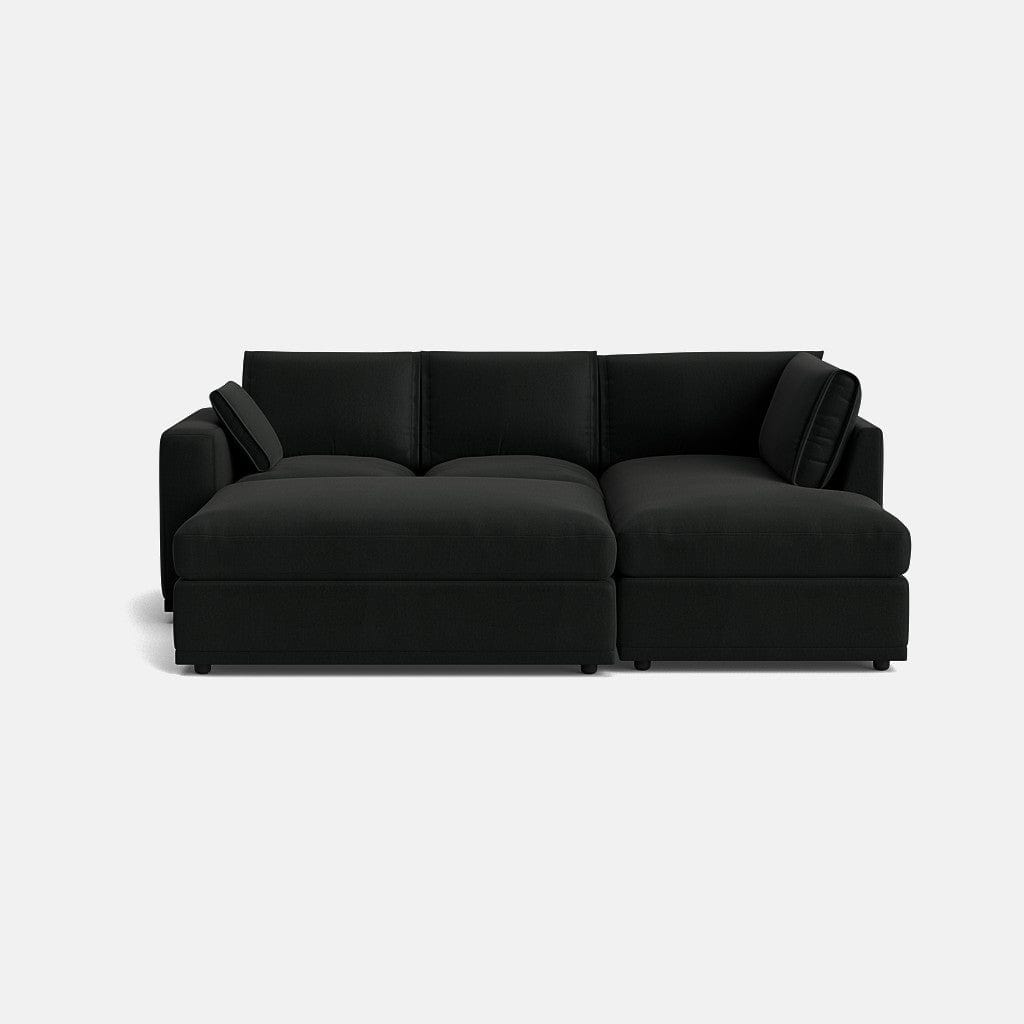 Ensemble canapé d'angle droit et repose-pieds Edgware Luxe Chenille - Anthracite foncé
