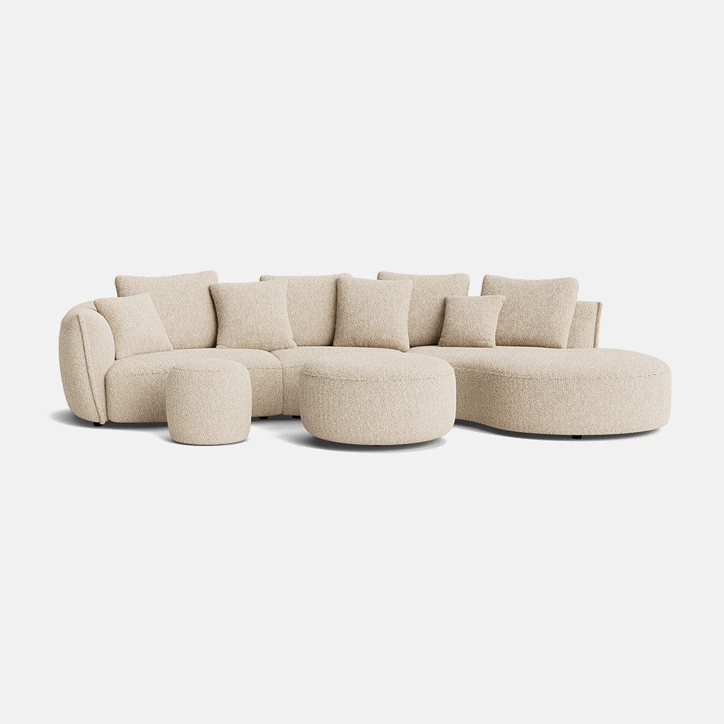 Carmen Right Corner & Two Footstools Set - Barley Beige