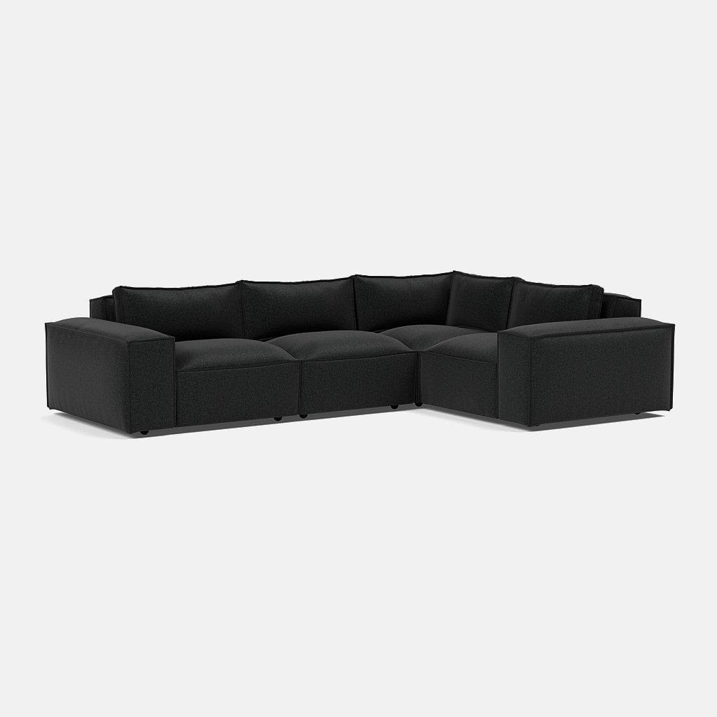 Canapé d'angle gauche/droite Marylebone Luxe en chenille, bout fermé - Midnight Sky