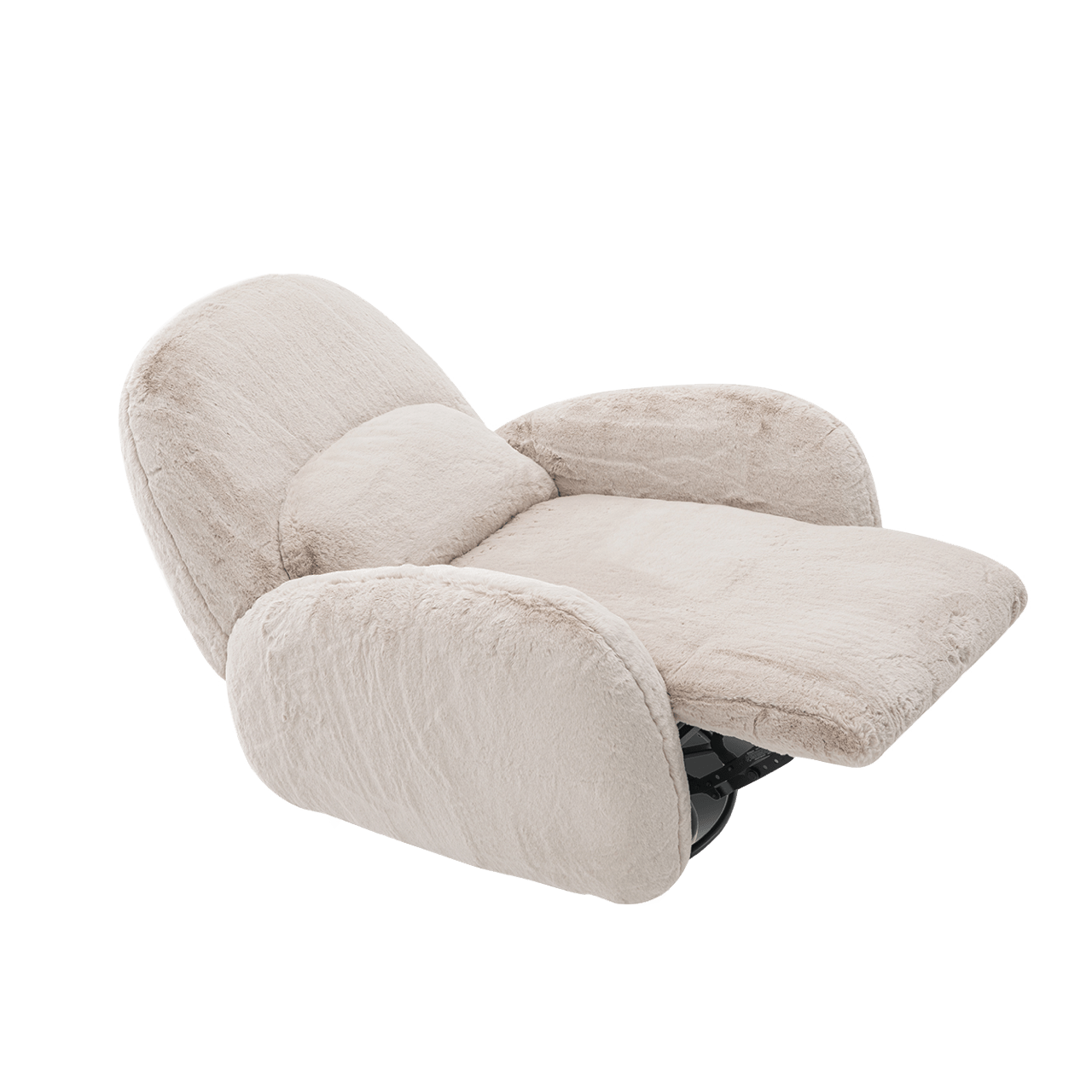 Fauteuil inclinable pivotant et électrique en fausse fourrure Cara - Vison ambré