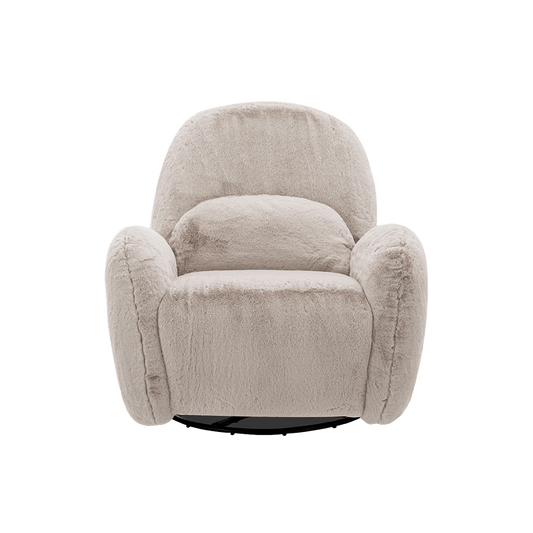 Fauteuil inclinable pivotant et électrique en fausse fourrure Cara - Vison ambré