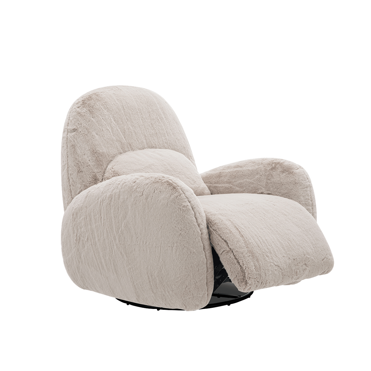 Fauteuil inclinable pivotant et électrique en fausse fourrure Cara - Vison ambré
