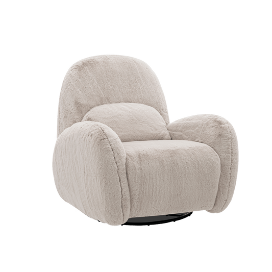 Fauteuil inclinable pivotant et électrique en fausse fourrure Cara - Vison ambré