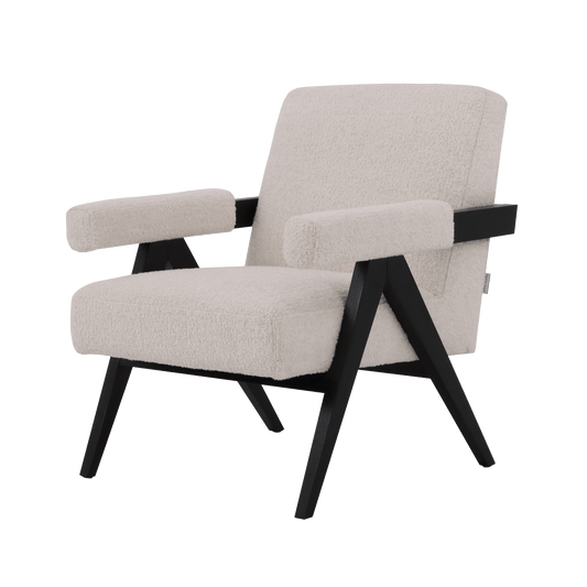 Fauteuil d'appoint Cindy Luxe en chenille texturée - Blanc murmure 