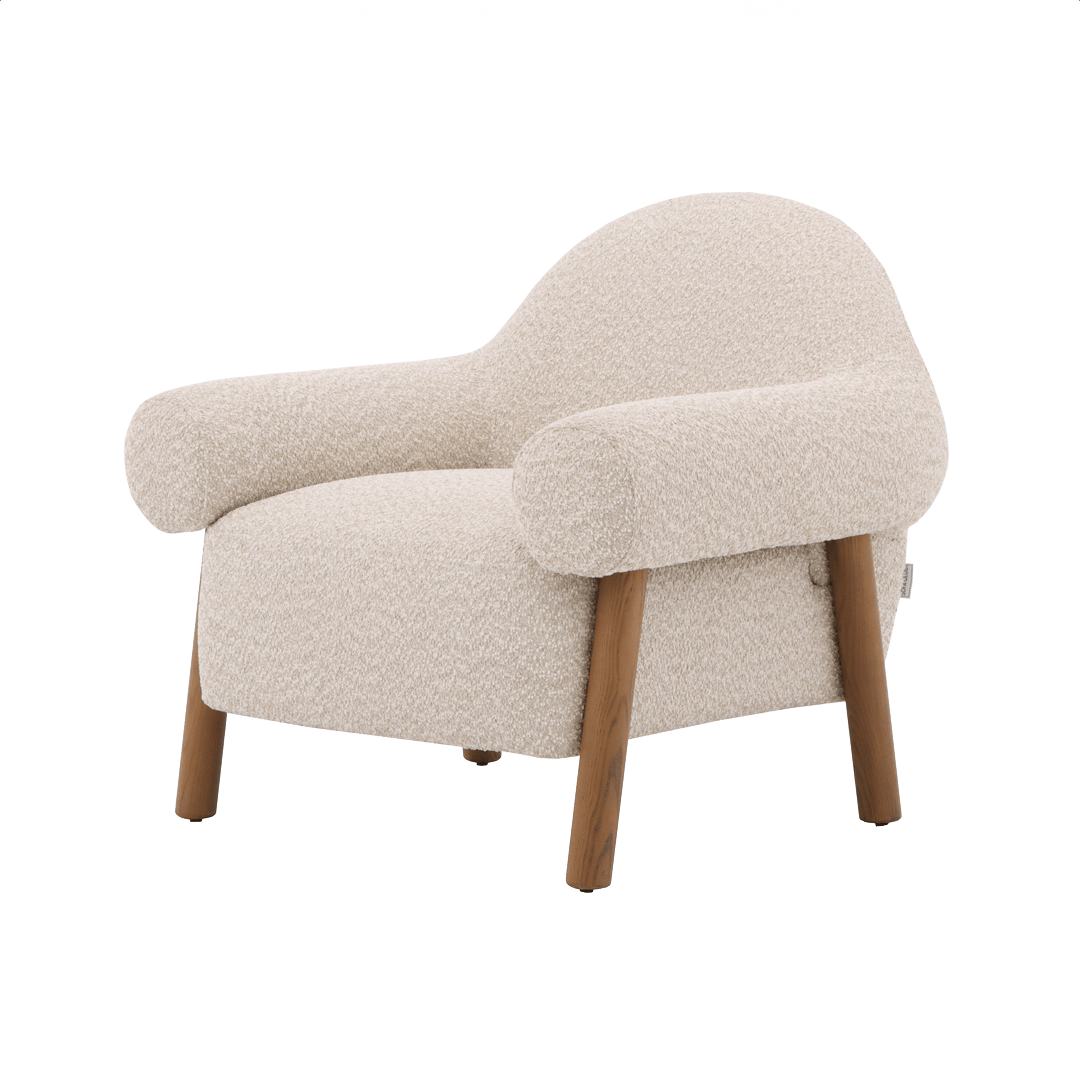 Fauteuil d'appoint Claudia en tissu bouclé doux et texturé - Fossil Stone 
