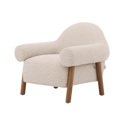 Fauteuil d'appoint Claudia en tissu bouclé doux et texturé - Fossil Stone 