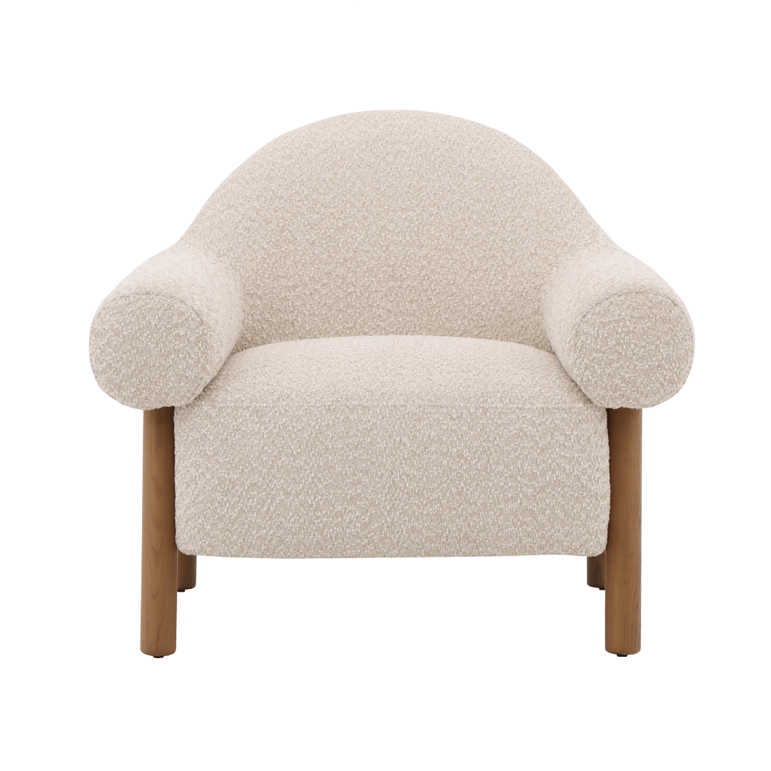 Fauteuil d'appoint Claudia en tissu bouclé doux et texturé - Fossil Stone 
