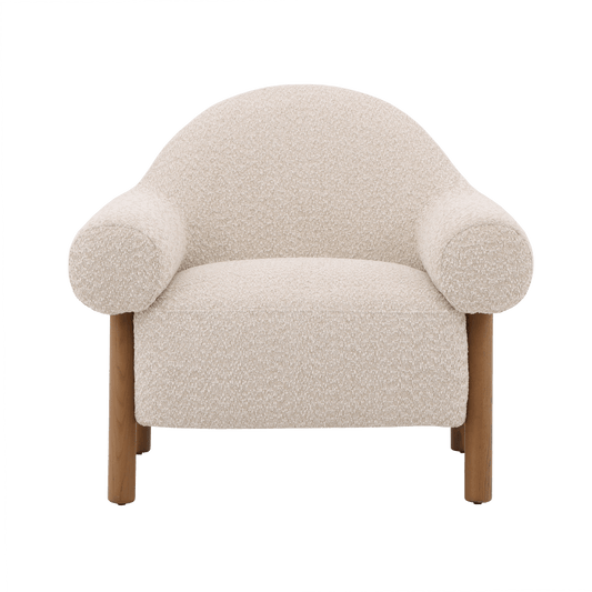 Fauteuil d'appoint Claudia en tissu bouclé doux et texturé - Fossil Stone 