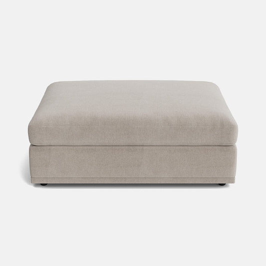 Edgware Luxe Chenille Footstool - Pale Linen