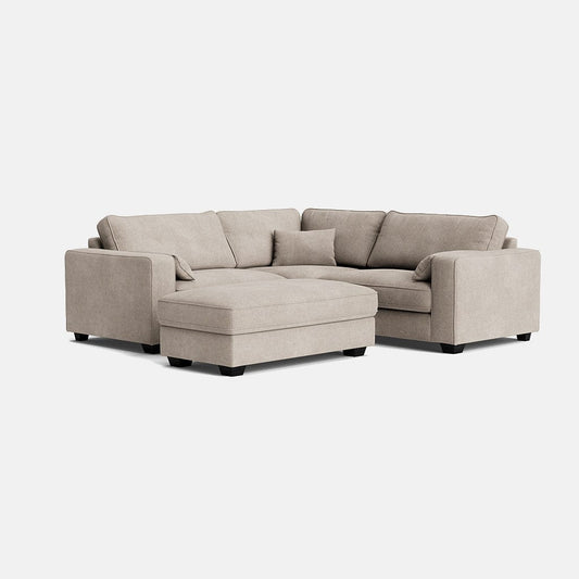 Ensemble Bloomsbury Luxe Chenille grand canapé d'angle double et repose-pieds - Lin d'été