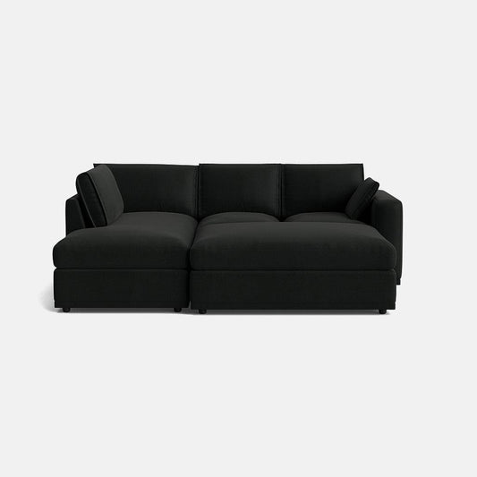 Ensemble canapé d'angle gauche et repose-pieds Edgware Luxe Chenille - Anthracite foncé 