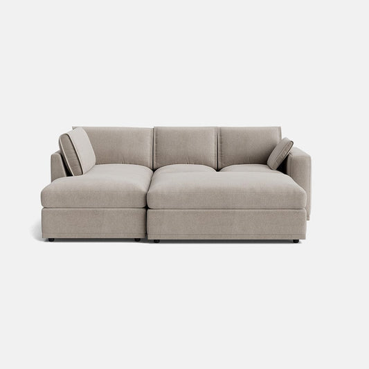 Ensemble canapé d'angle gauche et repose-pieds Edgware Luxe Chenille - Lin pâle 