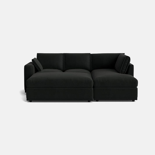 Ensemble canapé d'angle droit et repose-pieds Edgware Luxe Chenille - Anthracite foncé 