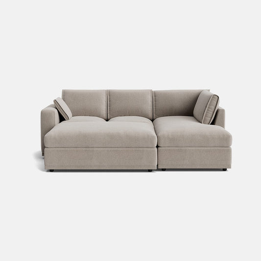 Ensemble canapé d'angle droit et repose-pieds Edgware Luxe Chenille - Lin pâle 