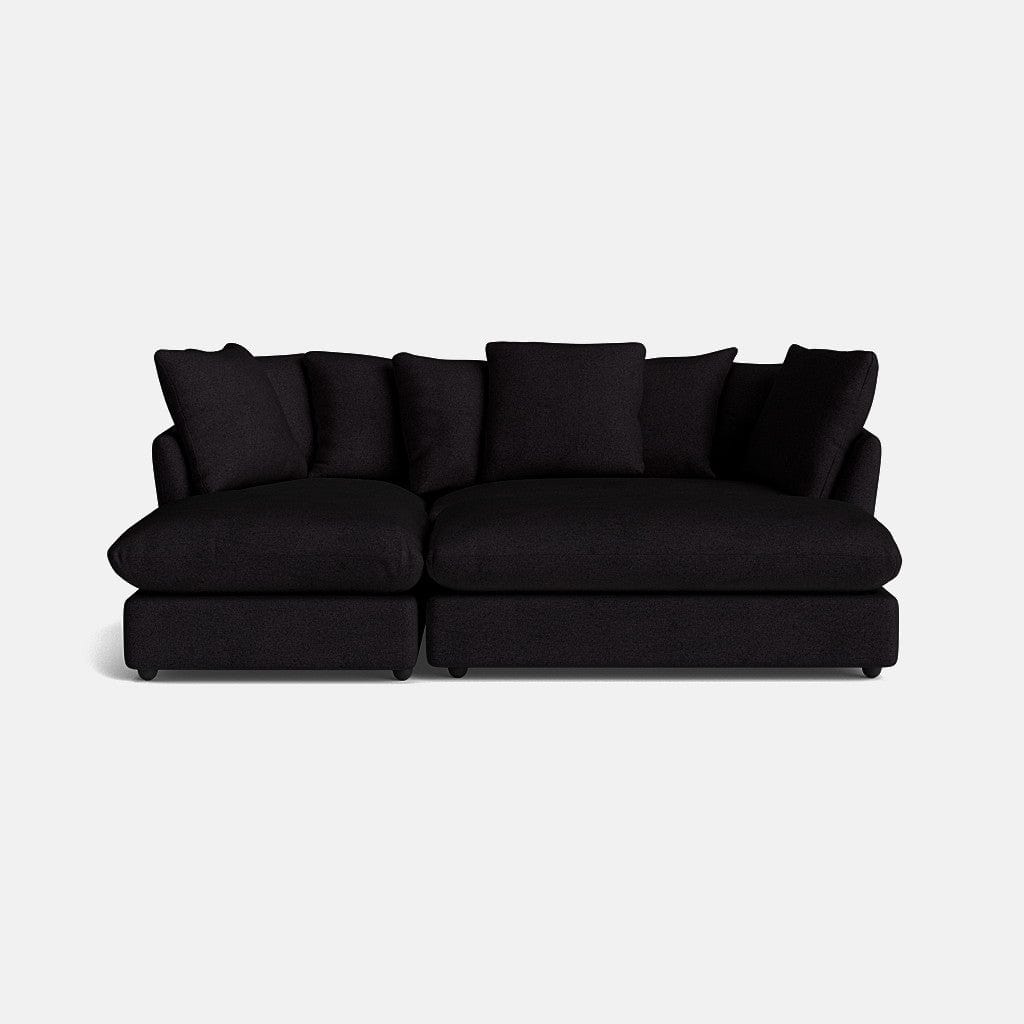 Ensemble canapé d'angle gauche et repose-pieds Waterloo Micro Boucle - Frêne Tuxedo