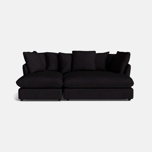 Ensemble canapé d'angle gauche et repose-pieds Waterloo Micro Boucle - Frêne Tuxedo