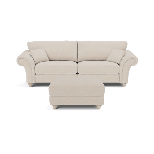 Ensemble Windsor Highback Luxe Chenille 4 places et repose-pieds - Nacre