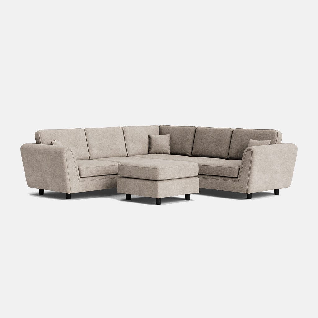 Ascot Highback Double Corner Sofa & Footstool Set - Summer Linen