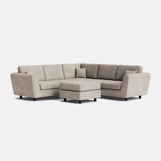 Ascot Highback Double Corner Sofa & Footstool Set - Summer Linen