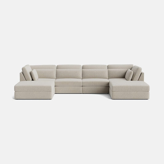 Repose-pieds de canapé en forme de U Chesham Luxe Chenille XL - Vanilla Frost