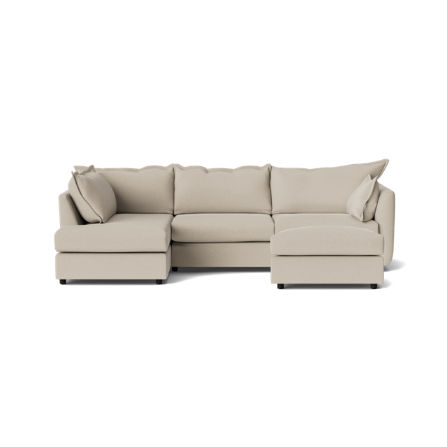 Dorchester Soft Woven Texture Left Corner & Footstool Set - Meringue