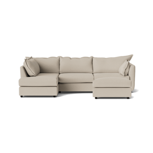 Dorchester Soft Woven Texture Left Corner & Footstool Set - Meringue