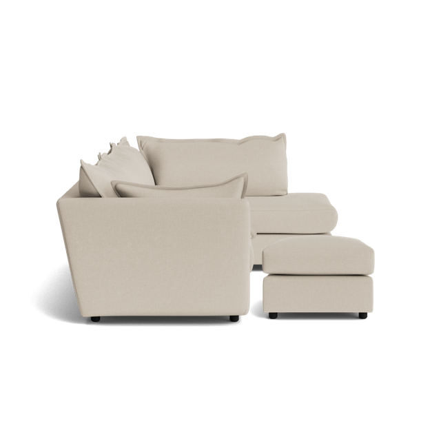 Dorchester Soft Woven Texture Right Corner & Footstool Set - Meringue