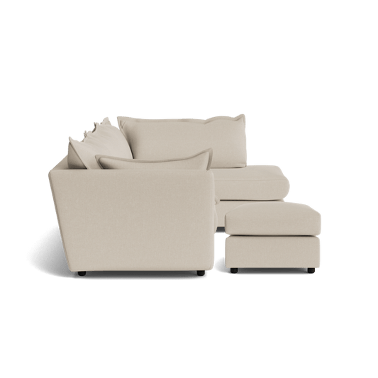 Dorchester Soft Woven Texture Right Corner & Footstool Set - Meringue