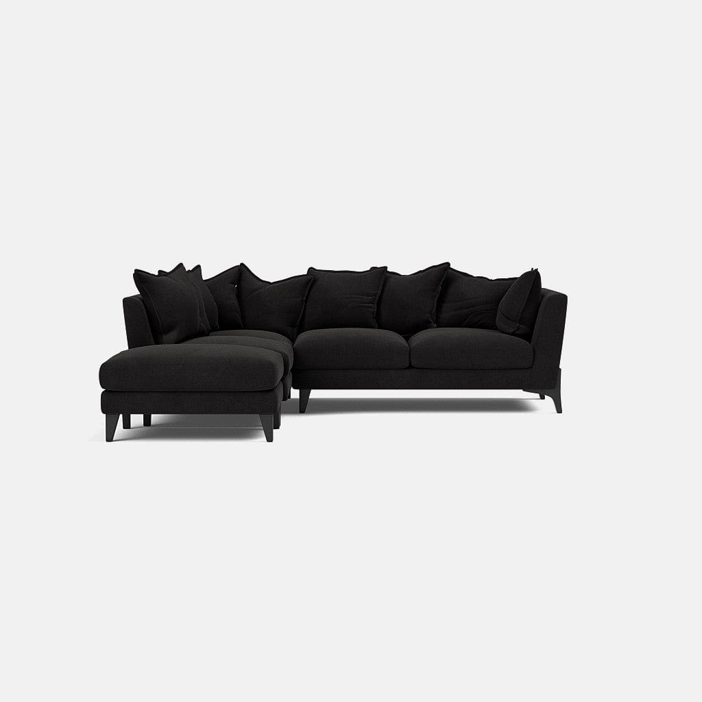 Langham Luxe Chenille Left Corner Sofa - Back to Black