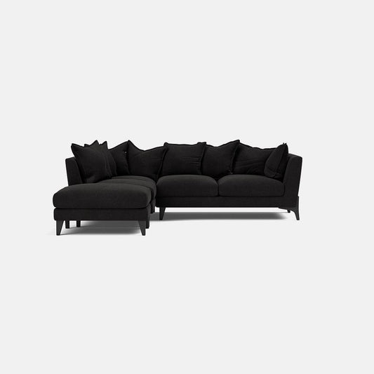 Canapé d'angle gauche Langham Luxe en chenille - Noir 