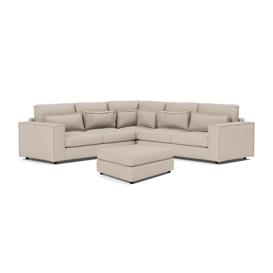 Ensemble de canapé d'angle et repose-pieds double Soho Luxe Chenille - Thé blanc 