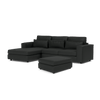 Soho Luxe Chenille Left Corner & Footstool Set - Thunder Sky