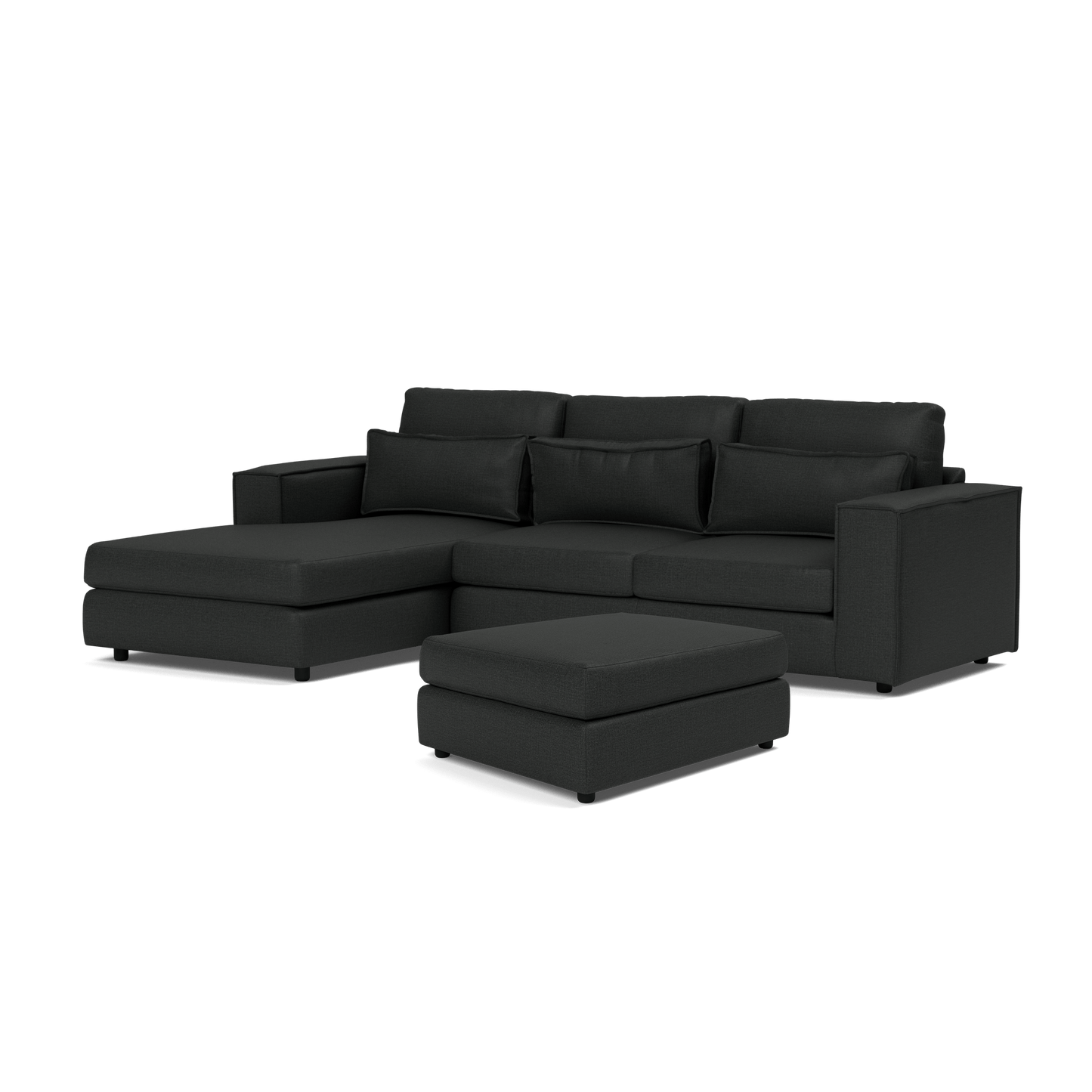 Soho Luxe Chenille Left Corner & Footstool Set - Thunder Sky