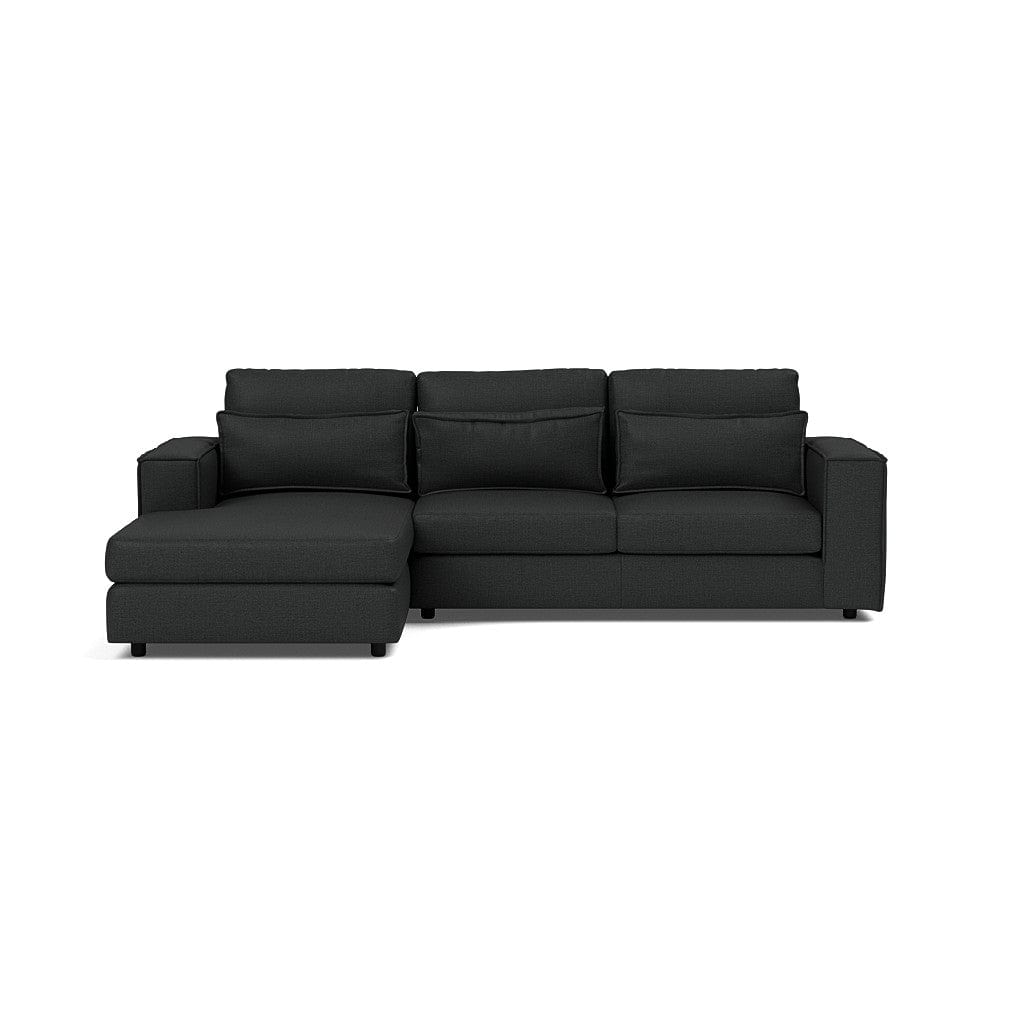 Soho Luxe Chenille Left Corner & Footstool Set - Thunder Sky