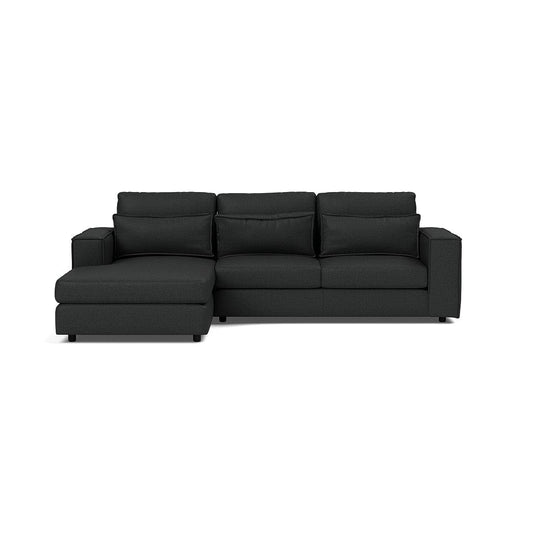 Soho Luxe Chenille Left Corner & Footstool Set - Thunder Sky