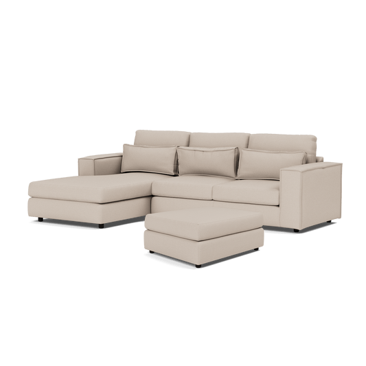 Ensemble de canapé d'angle gauche et repose-pieds Soho Luxe Chenille - Thé blanc 