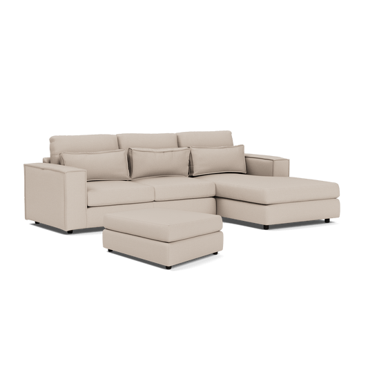 Ensemble de repose-pieds et d'angle droit Soho Luxe Chenille - Thé blanc 