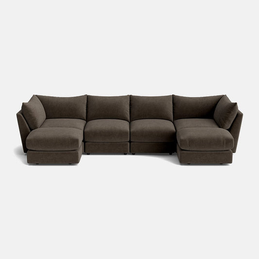 Canapé d'extrémité en U avec repose-pieds XL en chenille de luxe Dreamer - Moody Mocha