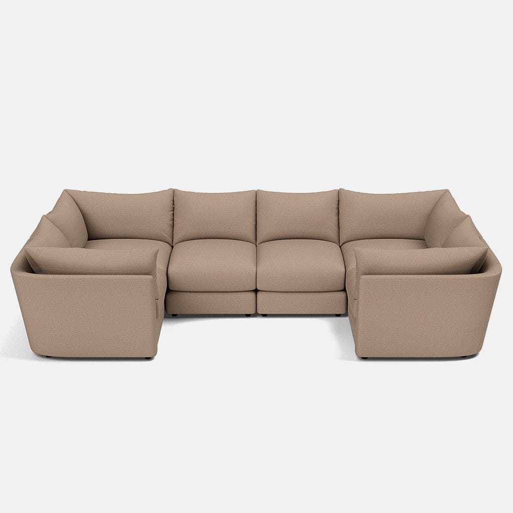 Canapé en U XL aspect lin doux The Dreamer - Vanilla Latte