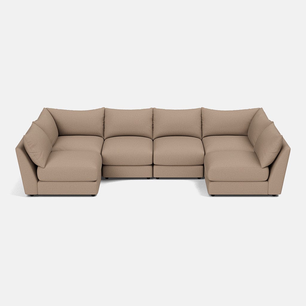 Canapé en U XL aspect lin doux The Dreamer - Vanilla Latte