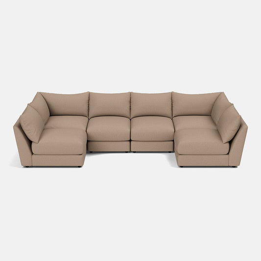 Canapé en U XL aspect lin doux The Dreamer - Vanilla Latte