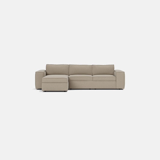 Canapé-lit d'angle gauche Marylebone Luxe en chenille avec rangement pour méridienne - Truffe douce