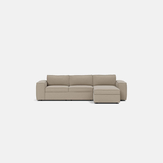Canapé-lit d'angle droit Marylebone Luxe en chenille avec rangement pour méridienne - Truffe douce